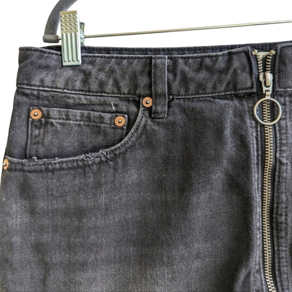 We the Free Black Washed Raw Hem Zipper Mini Skirt - Picture 4 of 6
